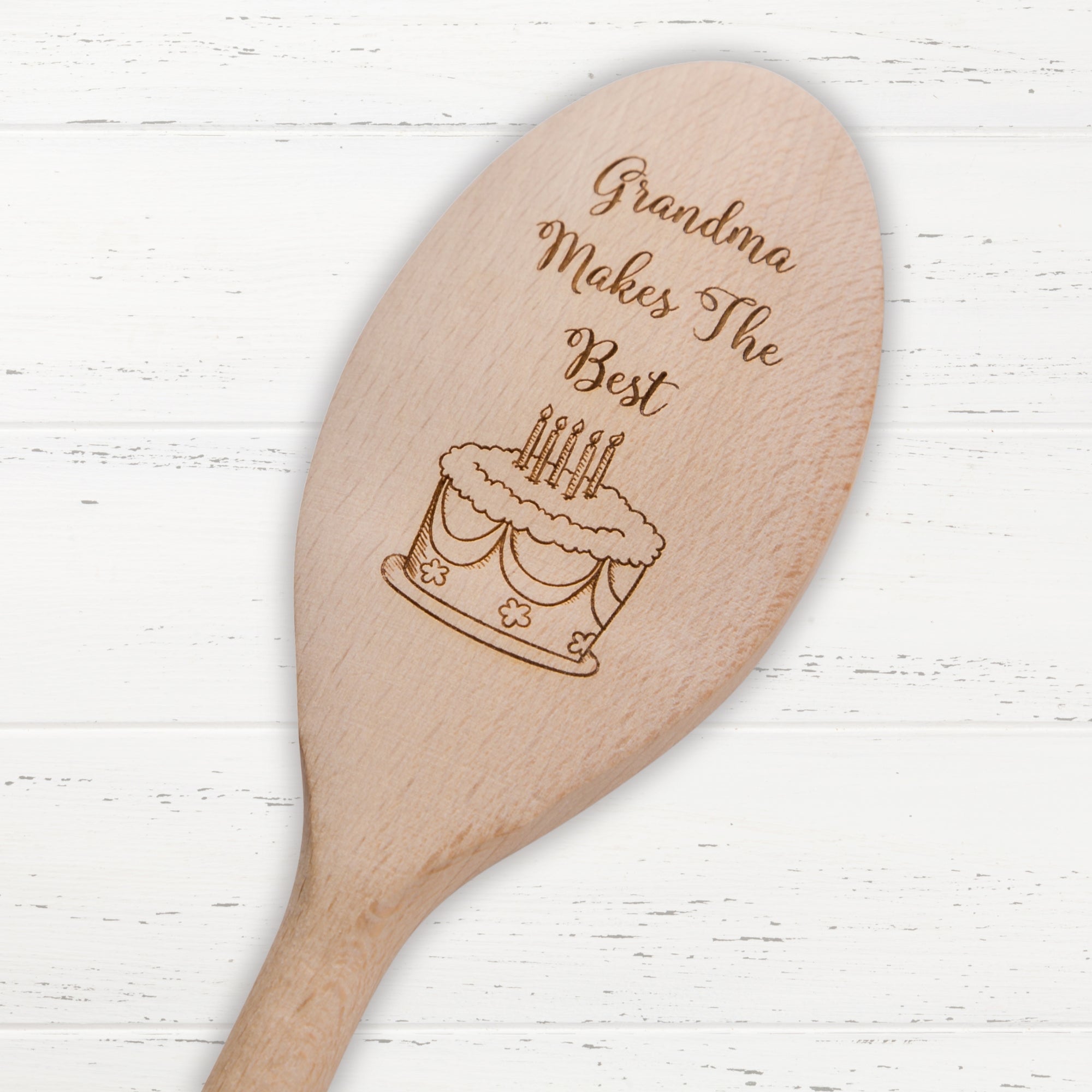 Grandma Makes The Best Cakes Engraved Wooden Spoon