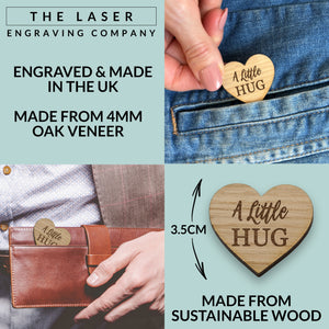 A Little Hug Pocket Hug Token Heart Wooden Missing Thinking of You Gifts Bereavement Sorry Loss Grieving Passing Sympathy Cancer Support