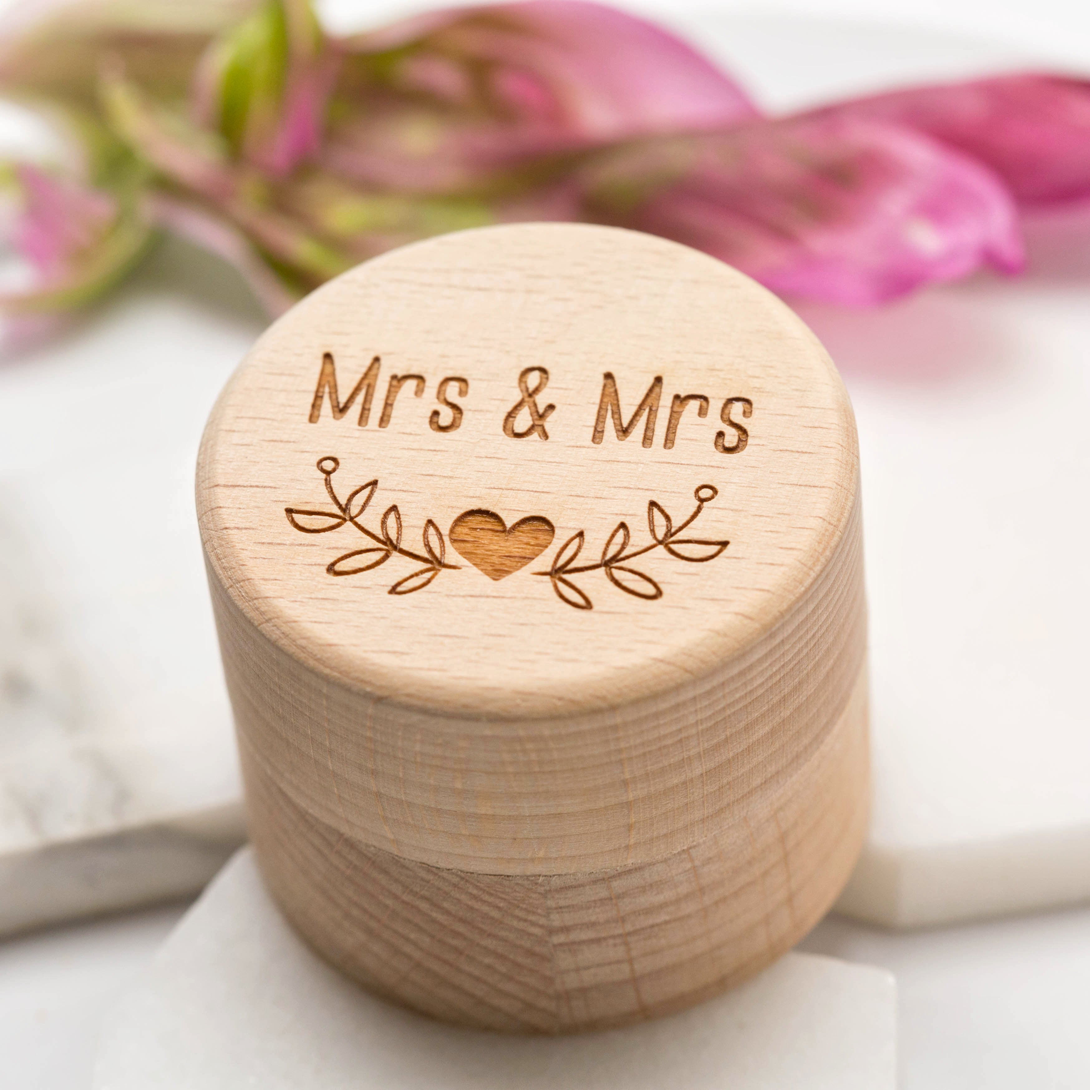 Mrs Mrs Wedding Ring Box, Ring Bearer Box, Proposal Ring Box