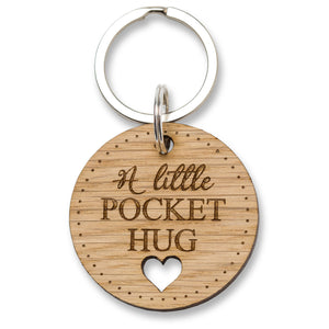 Pocket Hug Token Oak Keyring, Isolation Gift Key Ring, Missing You Keychain, Thinking Of You, Hug In Your Pocket