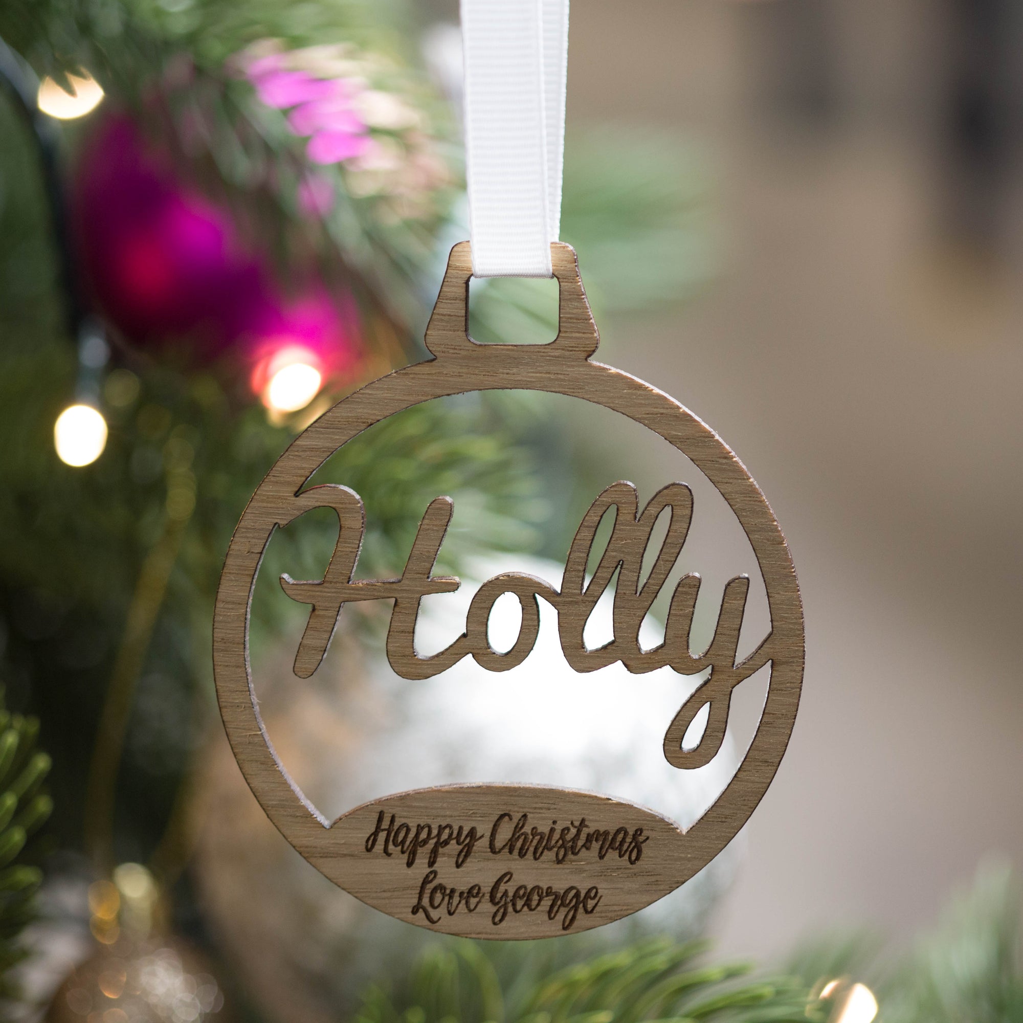 Personalised Christmas Name Cut-Out Bauble Decoration