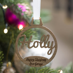 Personalised Christmas Name Cut-Out Bauble Decoration