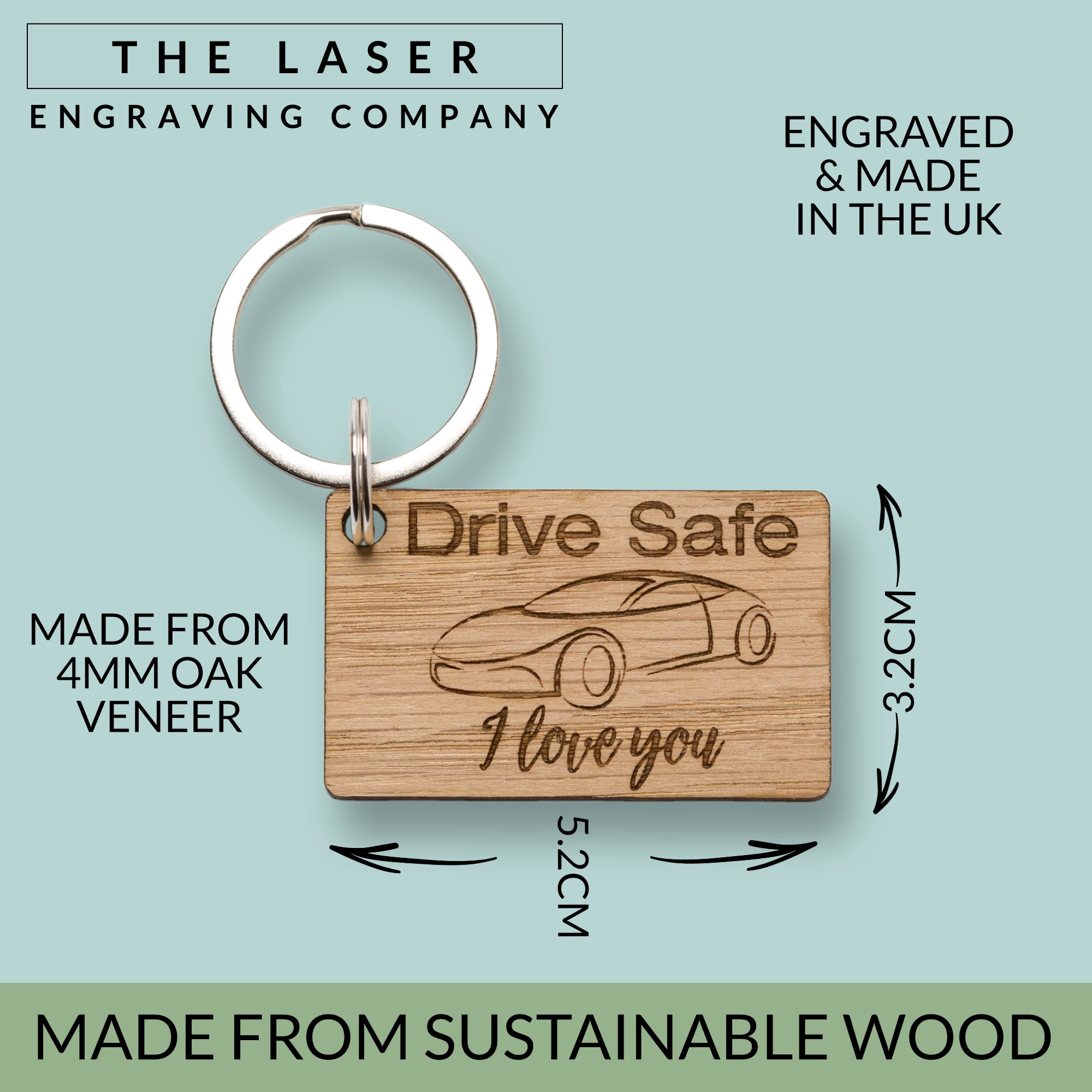 Drive Safe I Love You Keyring, For Him Husband Son Boyfriend, Key Ring From Girlfriend Boyfriend Daughter Wife, Key Chain Safe Trip Journey, Road Trip, Car Keys, Safe Travels, New Learner Driver Gift