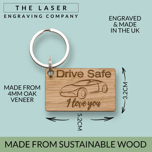 Drive Safe I Love You Keyring, For Him Husband Son Boyfriend, Key Ring From Girlfriend Boyfriend Daughter Wife, Key Chain Safe Trip Journey, Road Trip, Car Keys, Safe Travels, New Learner Driver Gift
