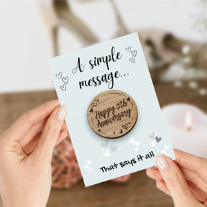 Happy 5th Wedding Anniversary Wood Pocket Gift Token Hug Wooden Married Fifth Year Engagement Wife Husband