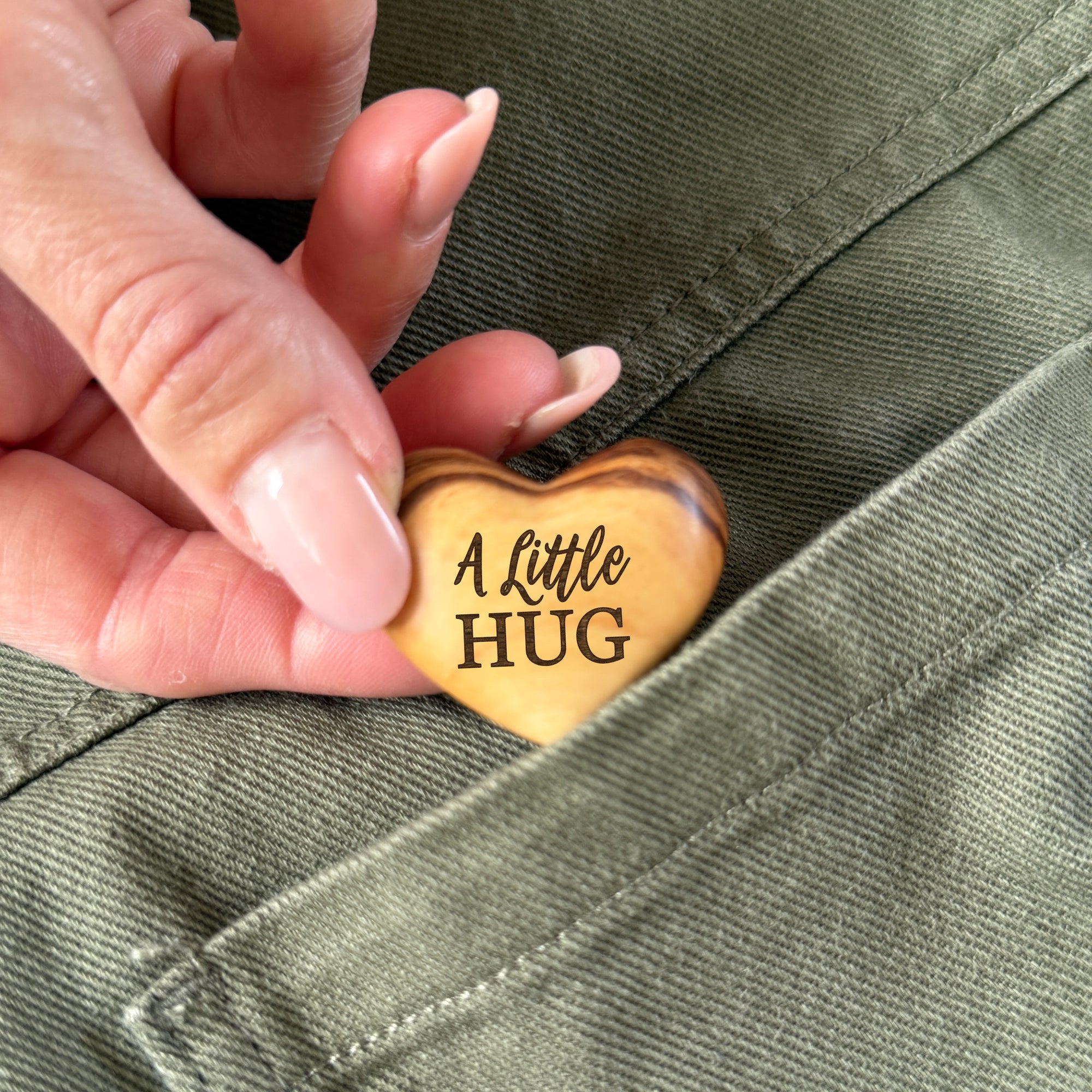 A Little Hug, Olive Wood Heart Tiny Hug Token Gift