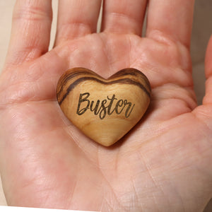 Personalised Small Pet Memorial Olive Wood Heart Pocket Token Hug Keepsake Paw Print Pet Sympathy Pawprint