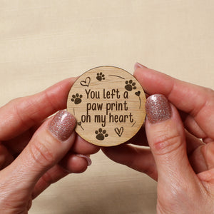 Pet Memorial ‘You Left Paw Prints On My Heart’ Hug Pocket Gift Token Card Set Dog Cat Paw Print Sympathy Gift
