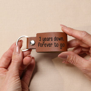 Happy 3rd Wedding Anniversary Vegan PU Leather Keyring 3 Years Third Keepsake Wife Husband