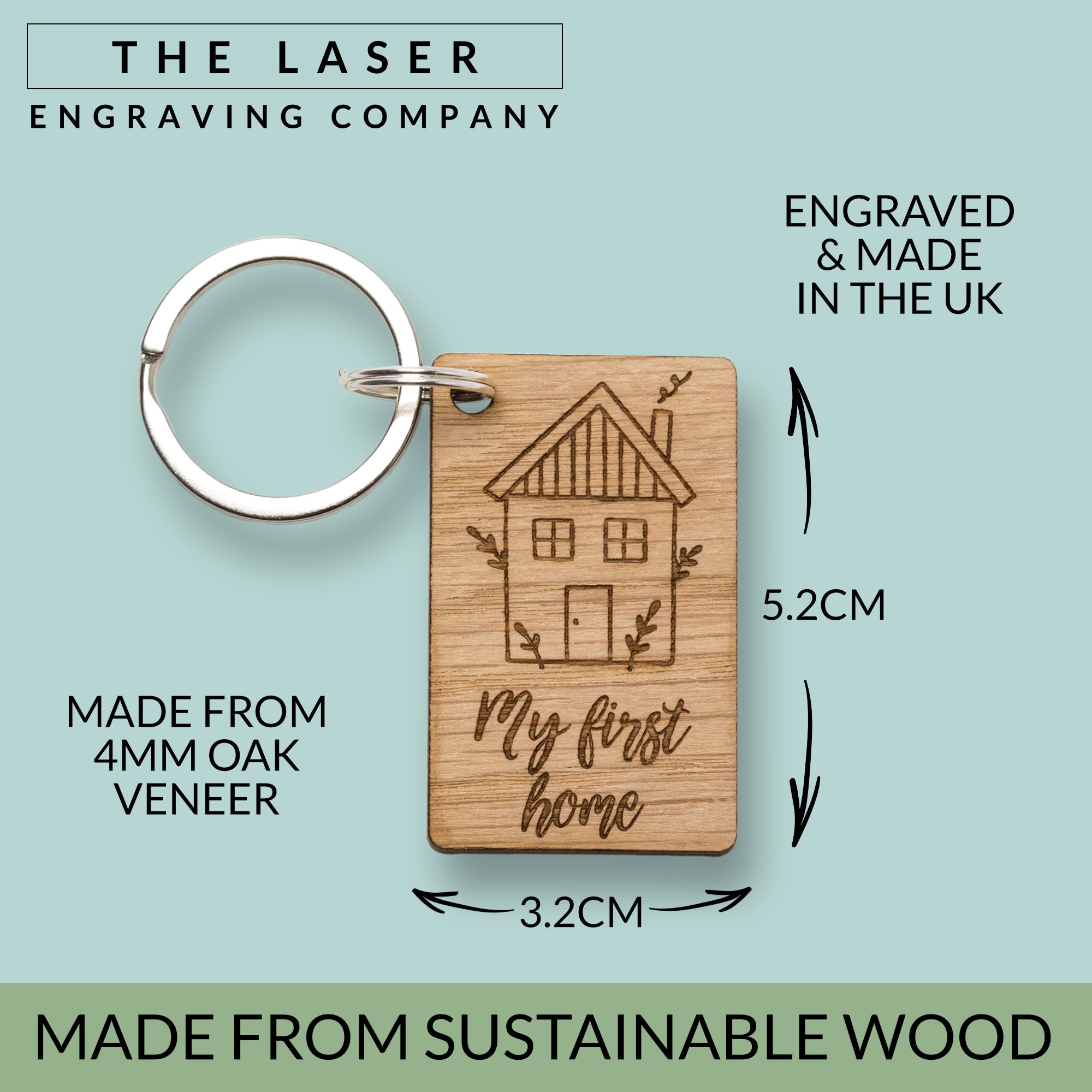 My First Home Keyring, First Time Buyer Gift Key Ring, New Home Owner Key Chain, Housewarming, My First House, For Daughter Son Couple Man Friend Boyfriend Girlfriend From Mum Dad Bestfriend, Oak Wood
