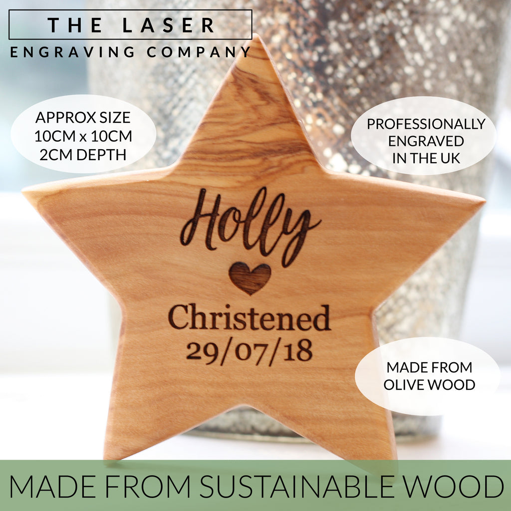 Custom Personalised Olive Wooden Star