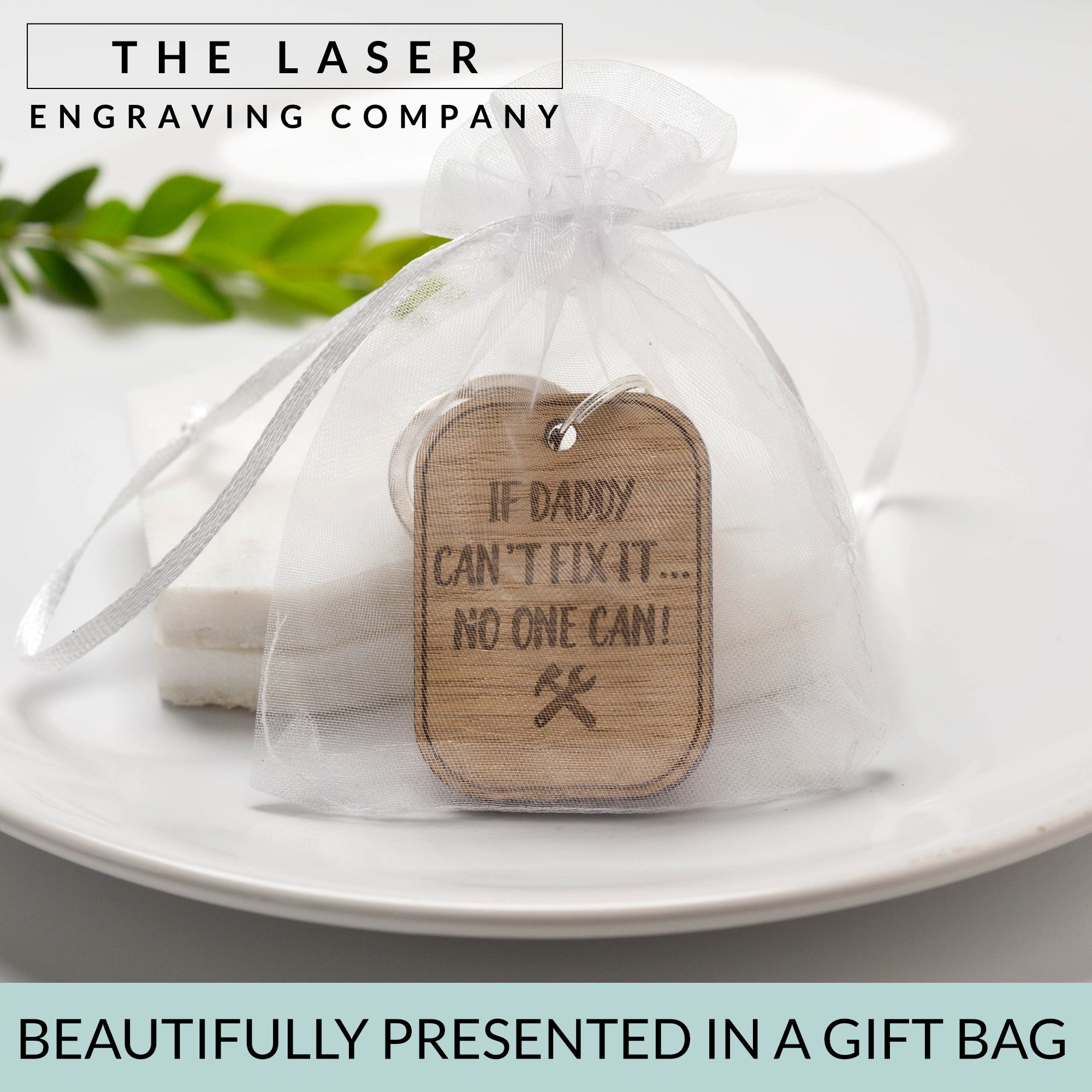'If Daddy Can't Fix It...' Oak Keyring, Key Ring, Father's Day Gifts From Daughter Son, Grandad Birthday