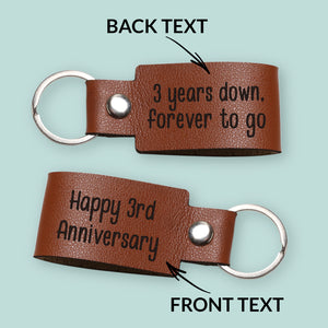 Happy 3rd Wedding Anniversary Vegan PU Leather Keyring 3 Years Third Keepsake Wife Husband