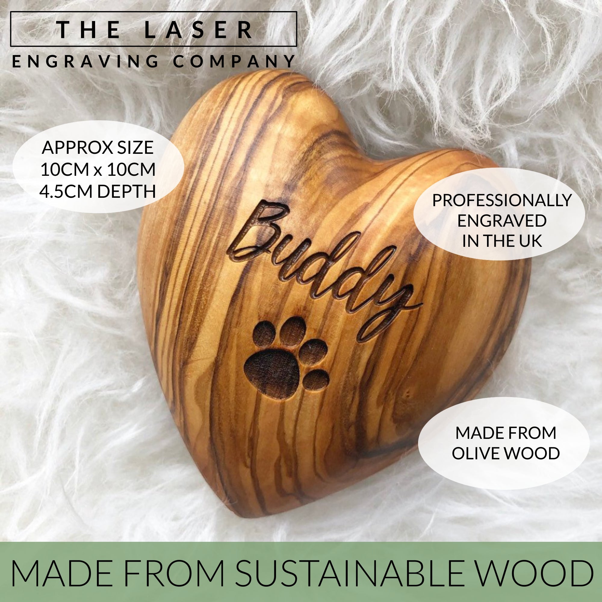 Personalised Olive Wood Wedding Heart