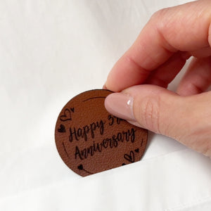 Happy 3rd Wedding Anniversary Faux Leather Pocket Token Hug Married Three Year Vegan Engagement Wife Husband