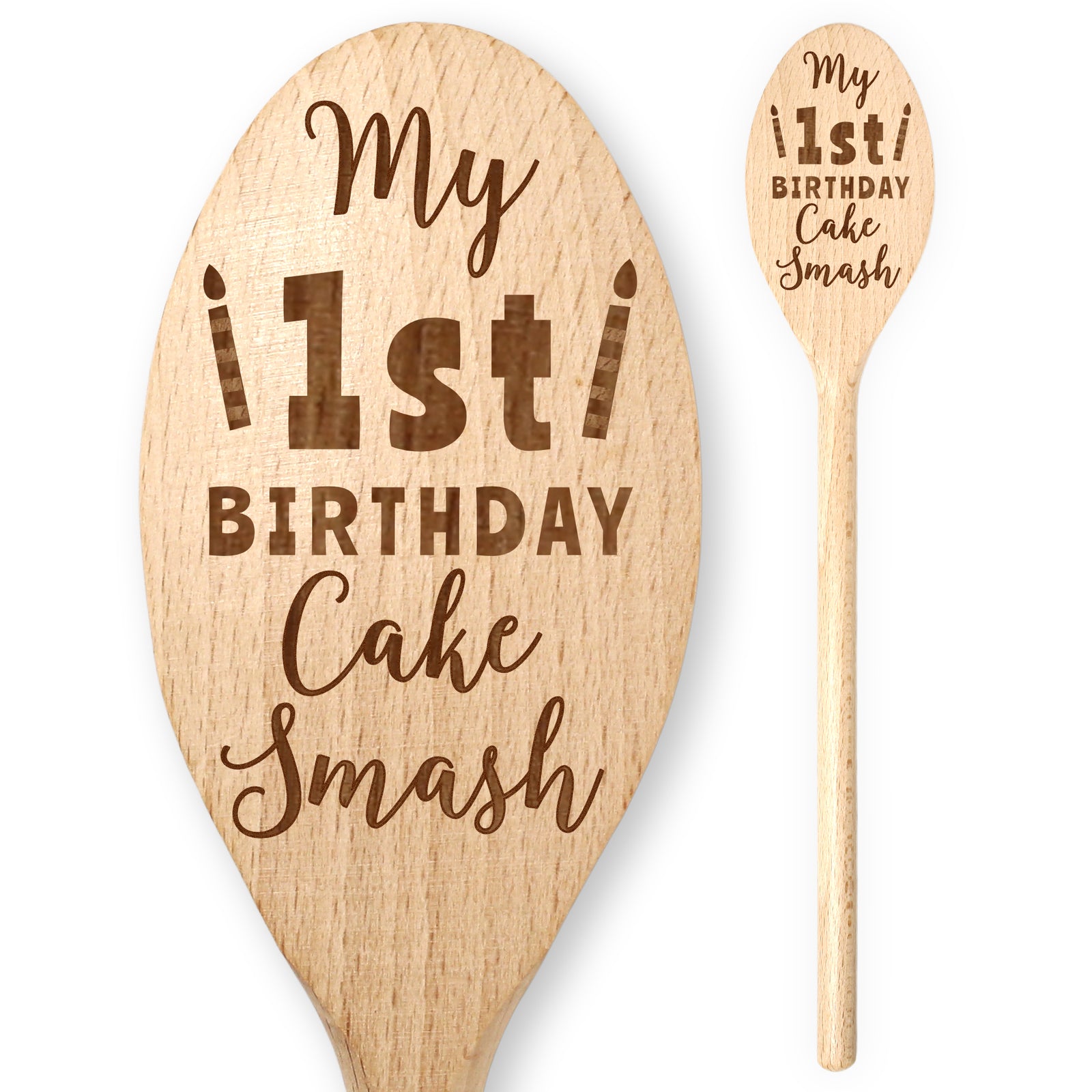 My Baby 1st First Birthday Cake Smash Engraved Wooden Spoon