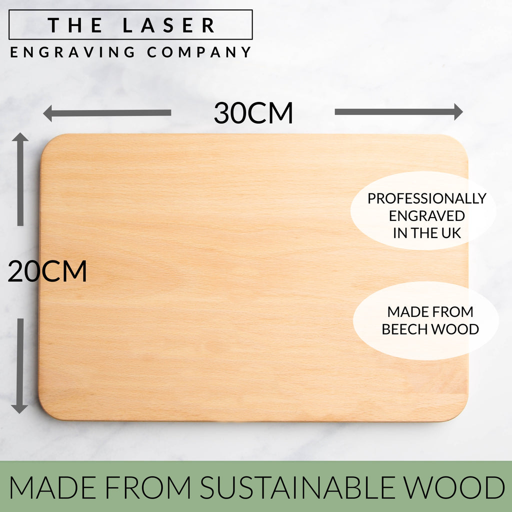 Wedding Engagement Gift Personalised Engraved Wooden Chopping Board