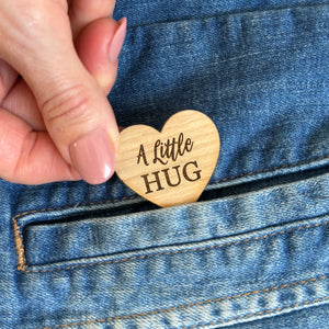 A Little Hug Pocket Hug Token Heart Wooden Missing Thinking of You Gifts Bereavement Sorry Loss Grieving Passing Sympathy Cancer Support
