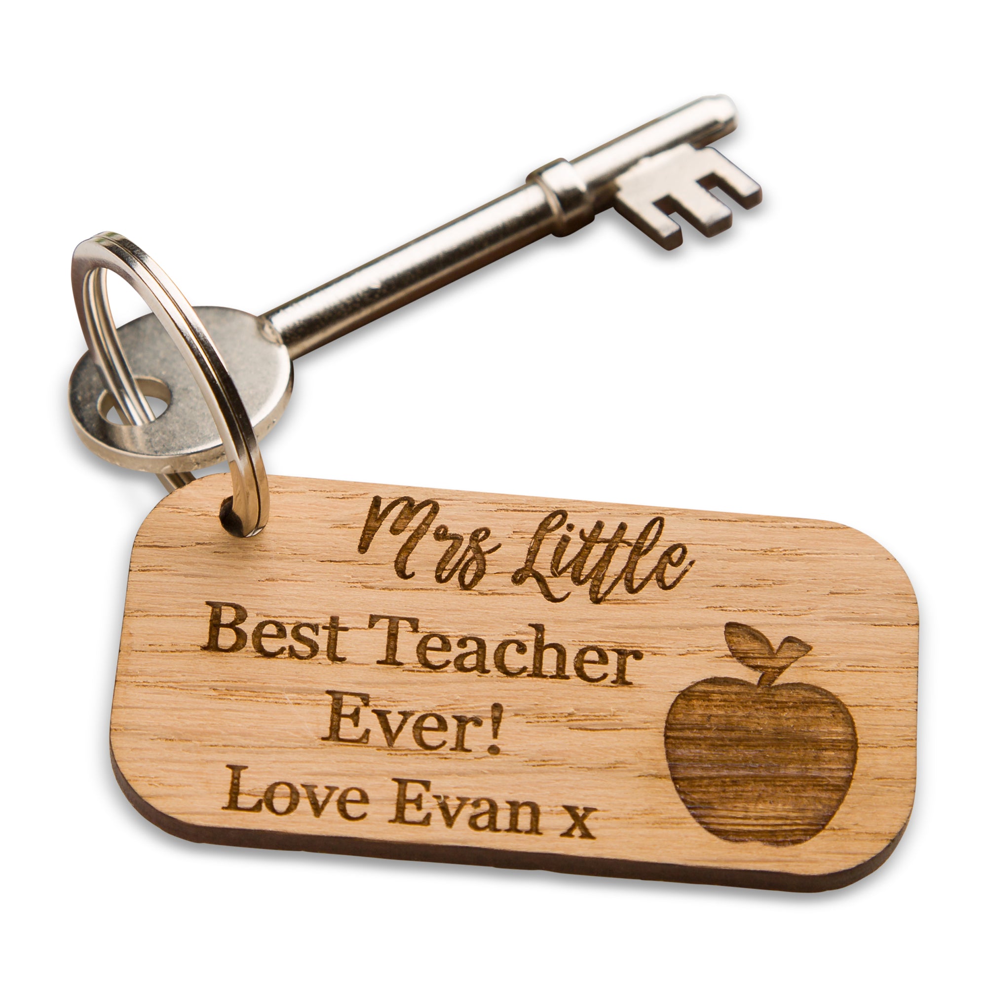 Best Teacher Ever! Personalised Wooden Oak Keyring