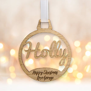 Personalised Christmas Name Cut-Out Bauble Decoration