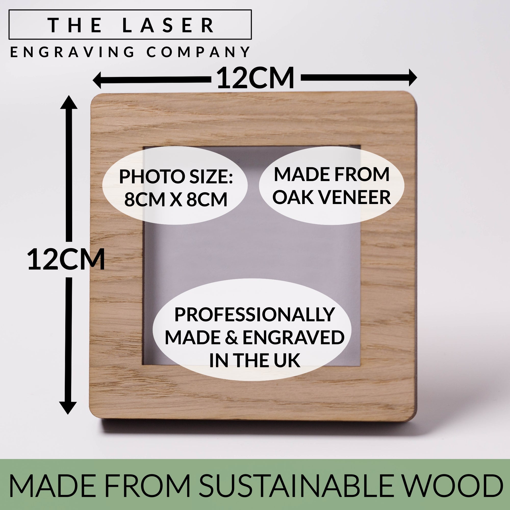 Personalised Family Name Oak Square Photo Frame