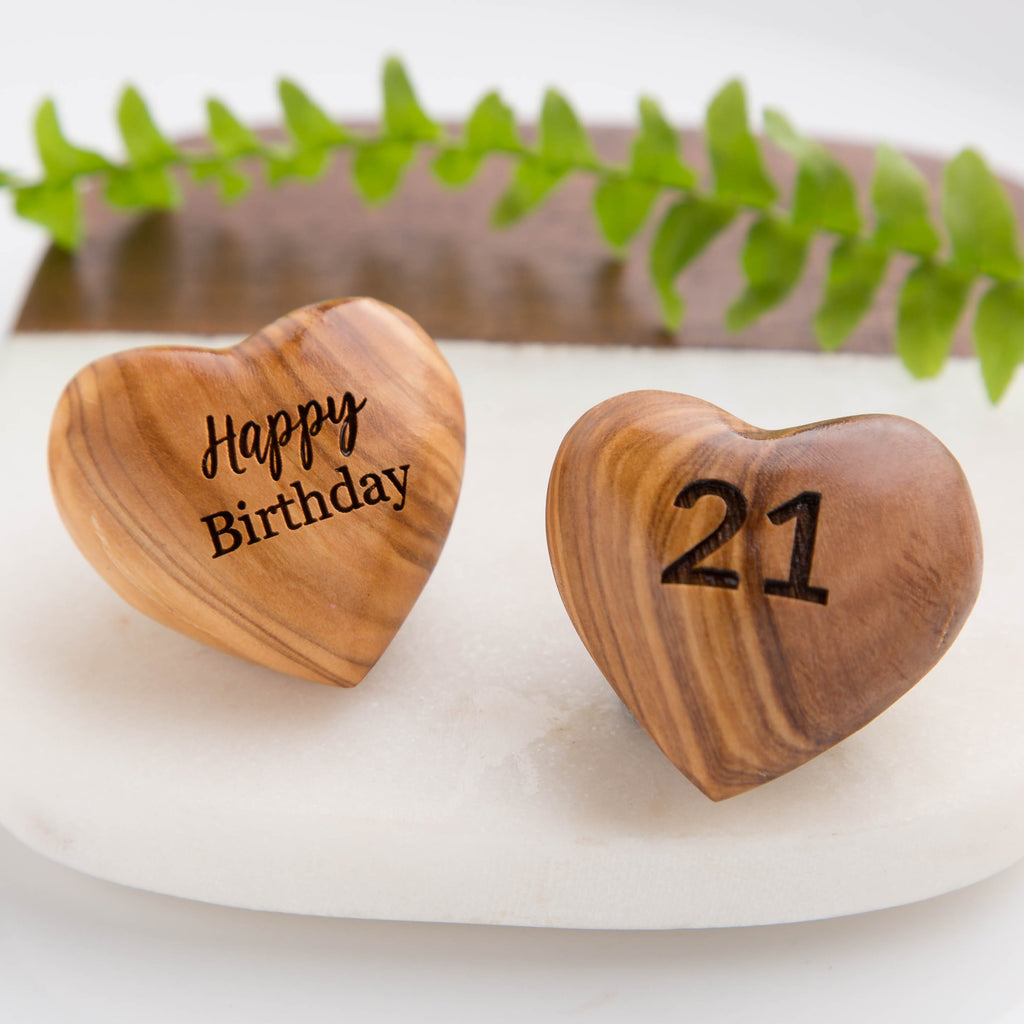 A Little 21st Birthday Hug, Olive Wood Heart