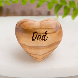 Daddy Olive Wood Heart Hug Pocket Token