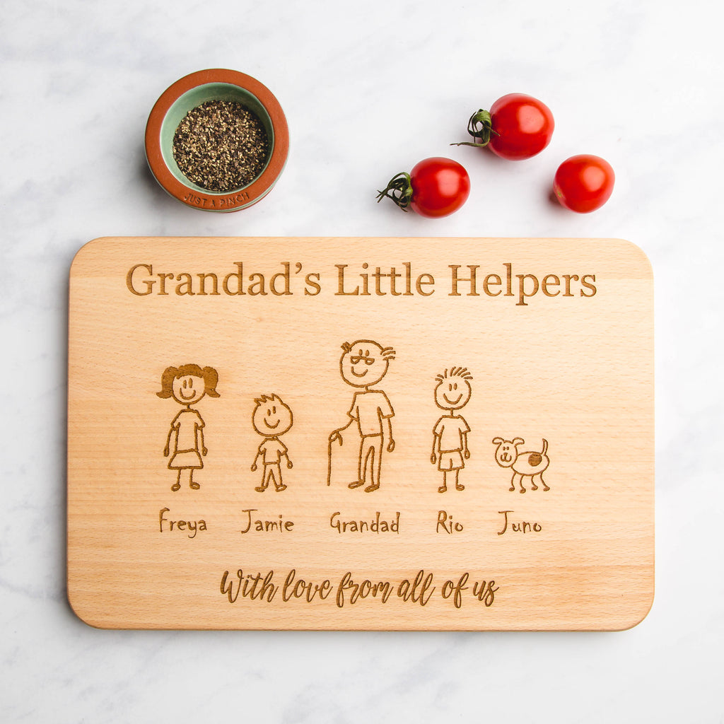 Family Member Personalised Gift Engraved Wooden Chopping Board