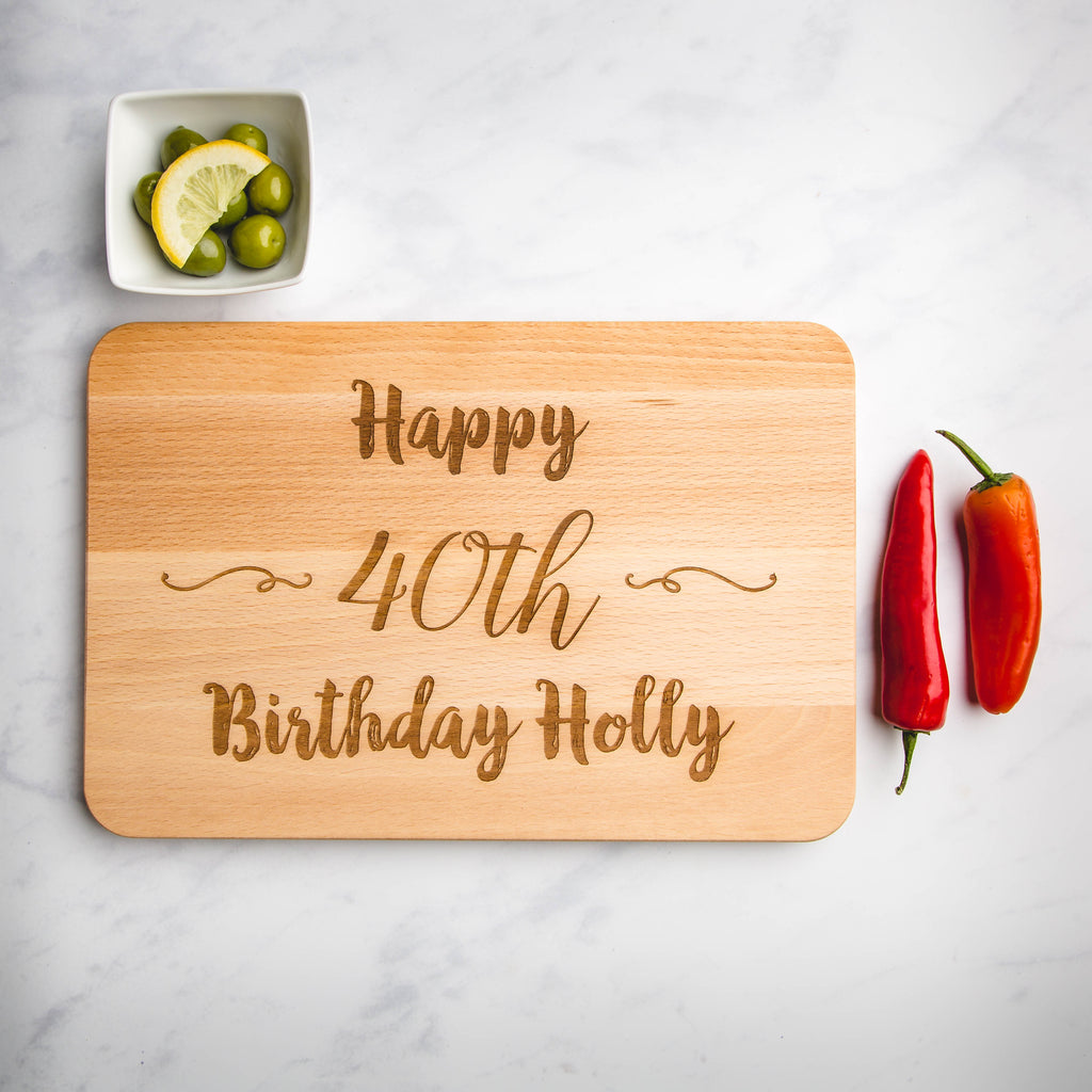 Birthday Gifts Personalised Engraved Wooden Chopping Board - 21st, 30th, 50th, 60th