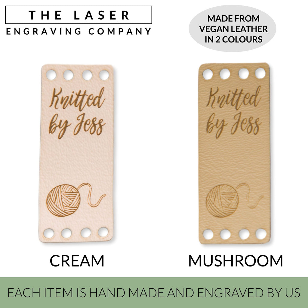 Personalised, Set of 10 Rectangle, Faux Leather, Sew On, Custom Handmade Tags, Knitting, Clothing / Crochet Tags