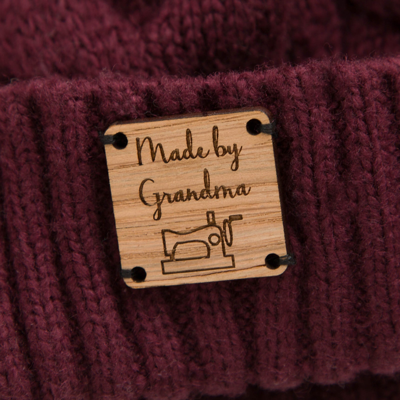 Personalised, Set of 10,  Square Oak Tag, Handmade By, Product Label, Knitting, Clothing / Crochet Tags, Sew on Label