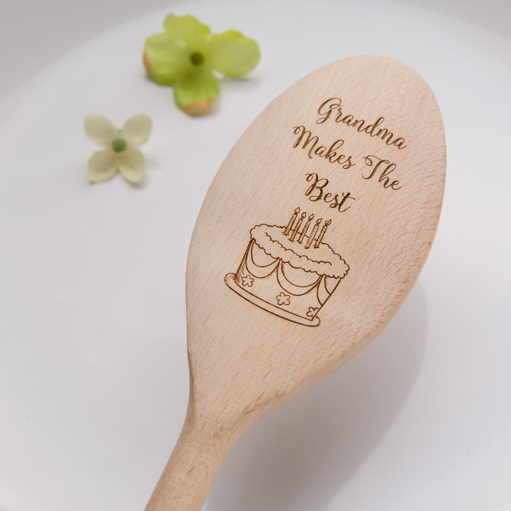 Grandma Makes The Best Cakes Engraved Wooden Spoon