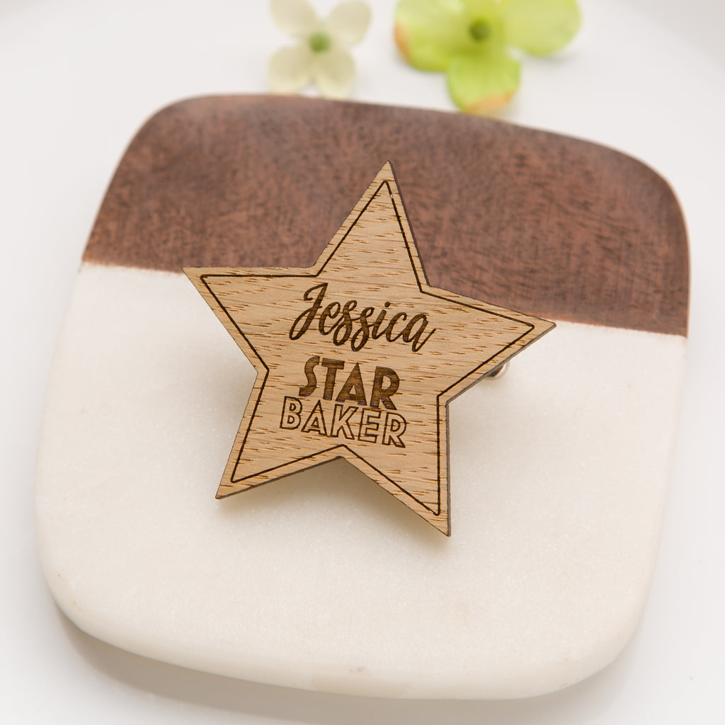 Personalised Star Baker Badge, Bake Off Brooch