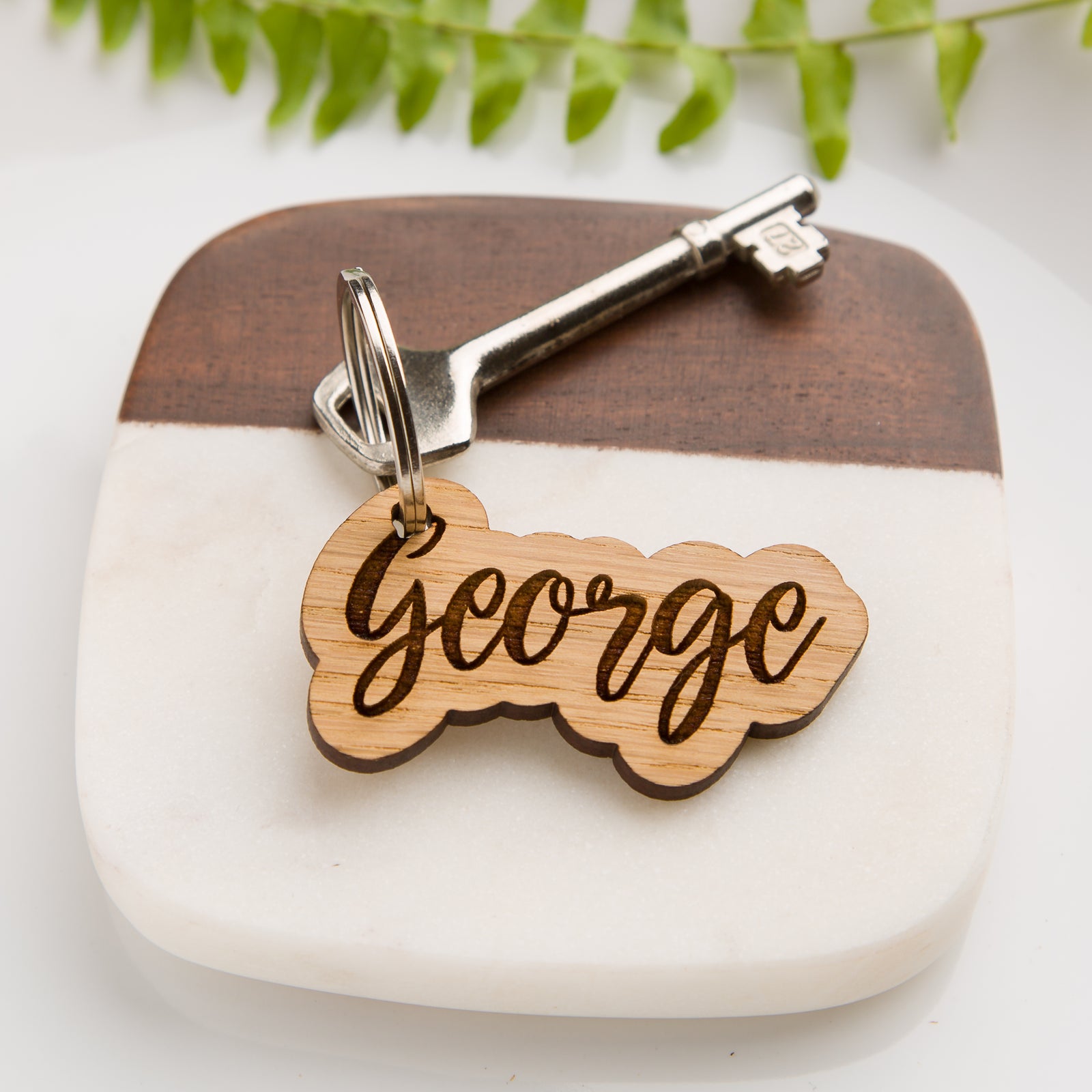 Personalised Wooden Oak Name Keyring