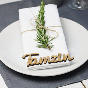 10 x Personalised Wooden Custom Wedding Table Place Name / Favour
