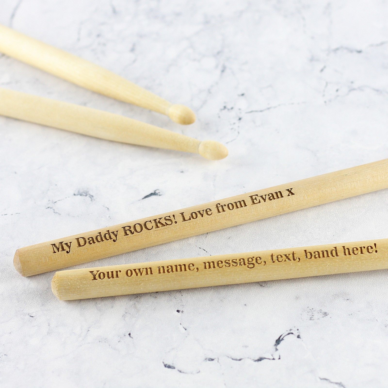 Personalised Maple Wood Pair of Drum Sticks