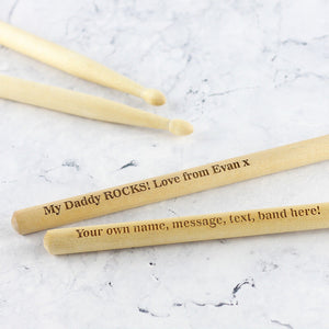 Personalised Maple Wood Pair of Drum Sticks