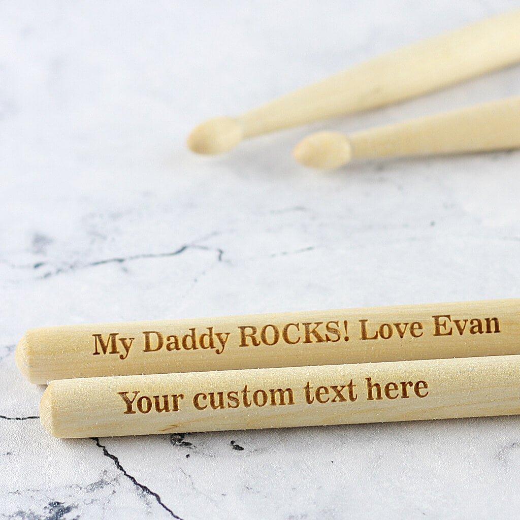 Personalised Maple Wood Pair of Drum Sticks