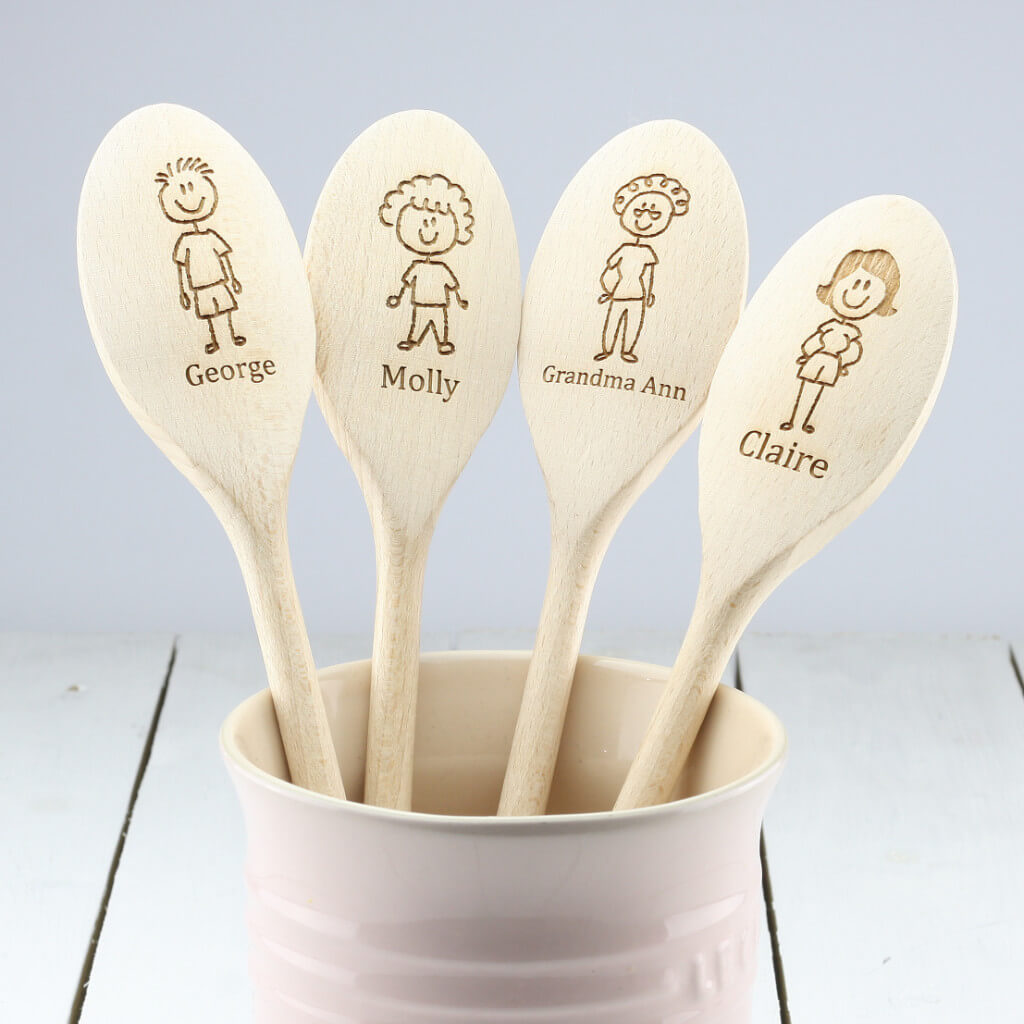 Personalised Family Member Engraved Wooden Spoon