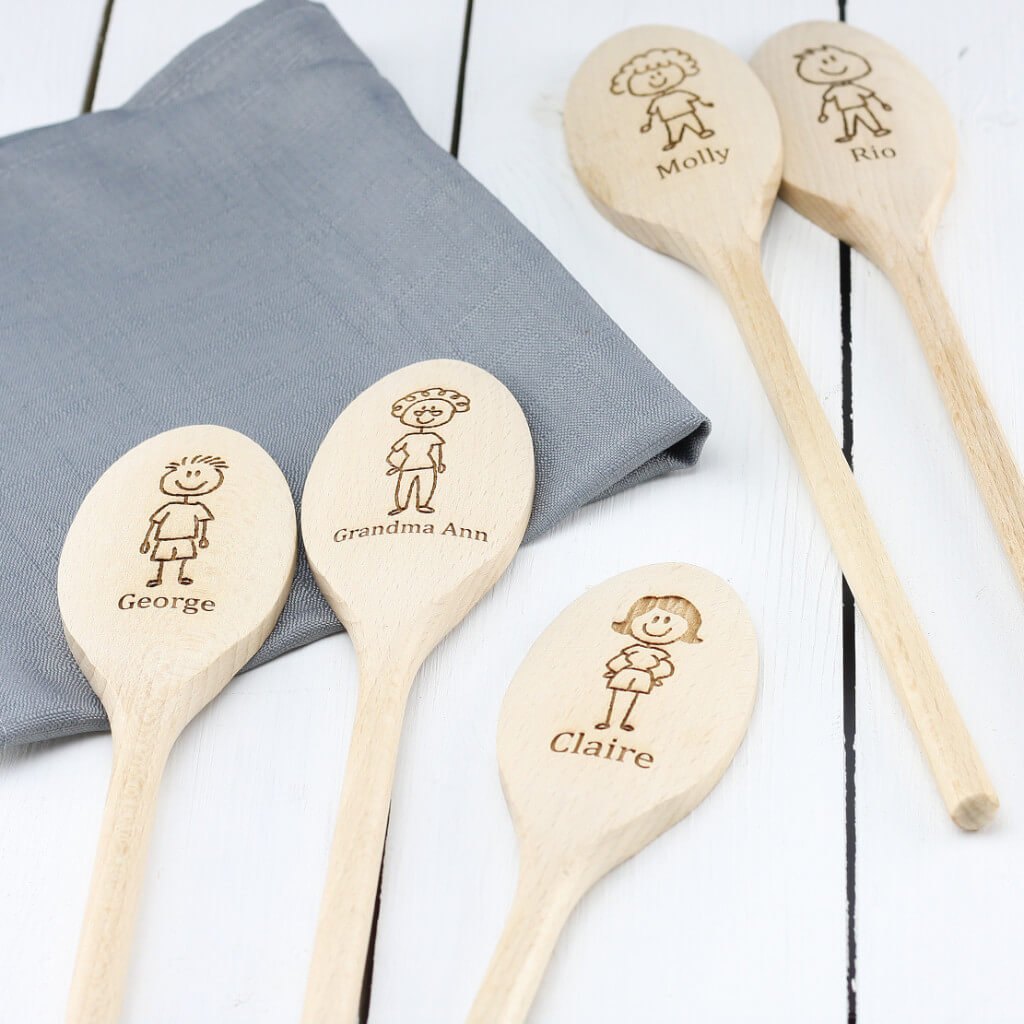 Personalised Family Member Engraved Wooden Spoon