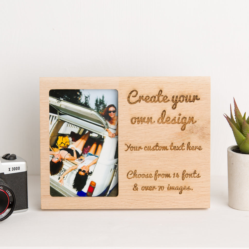 Personalised Custom Solid Oak Photo Frame - Create Your Own Design