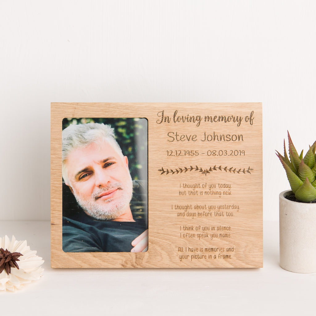 Personalised Loving Memory Bereavement Solid Oak Photo Frame