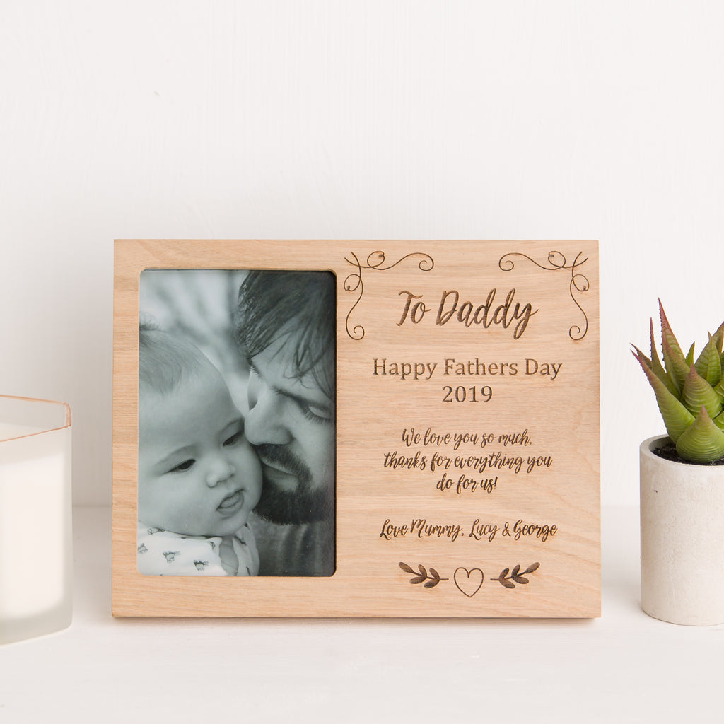 Personalised Father's Day Solid Oak Photo Frame