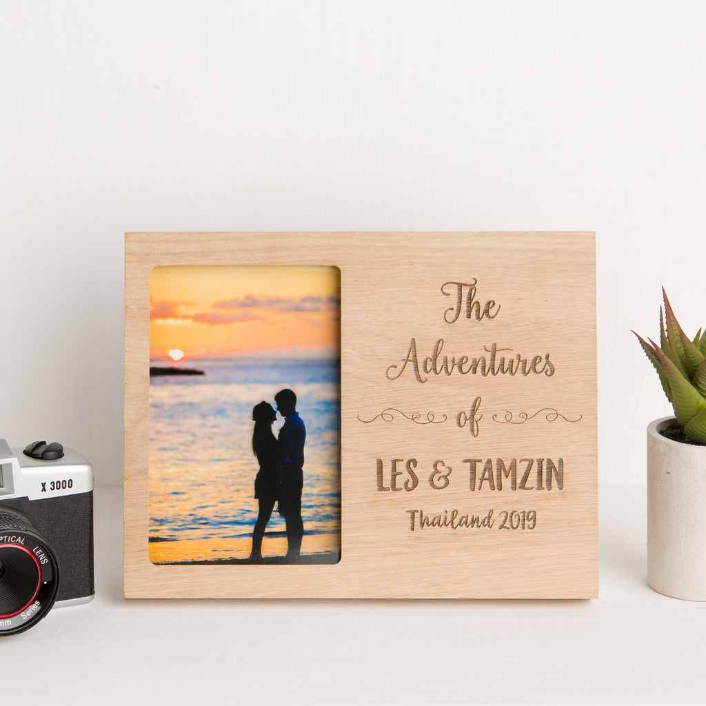 Personalised Holiday Memories Solid Oak Photo Frame