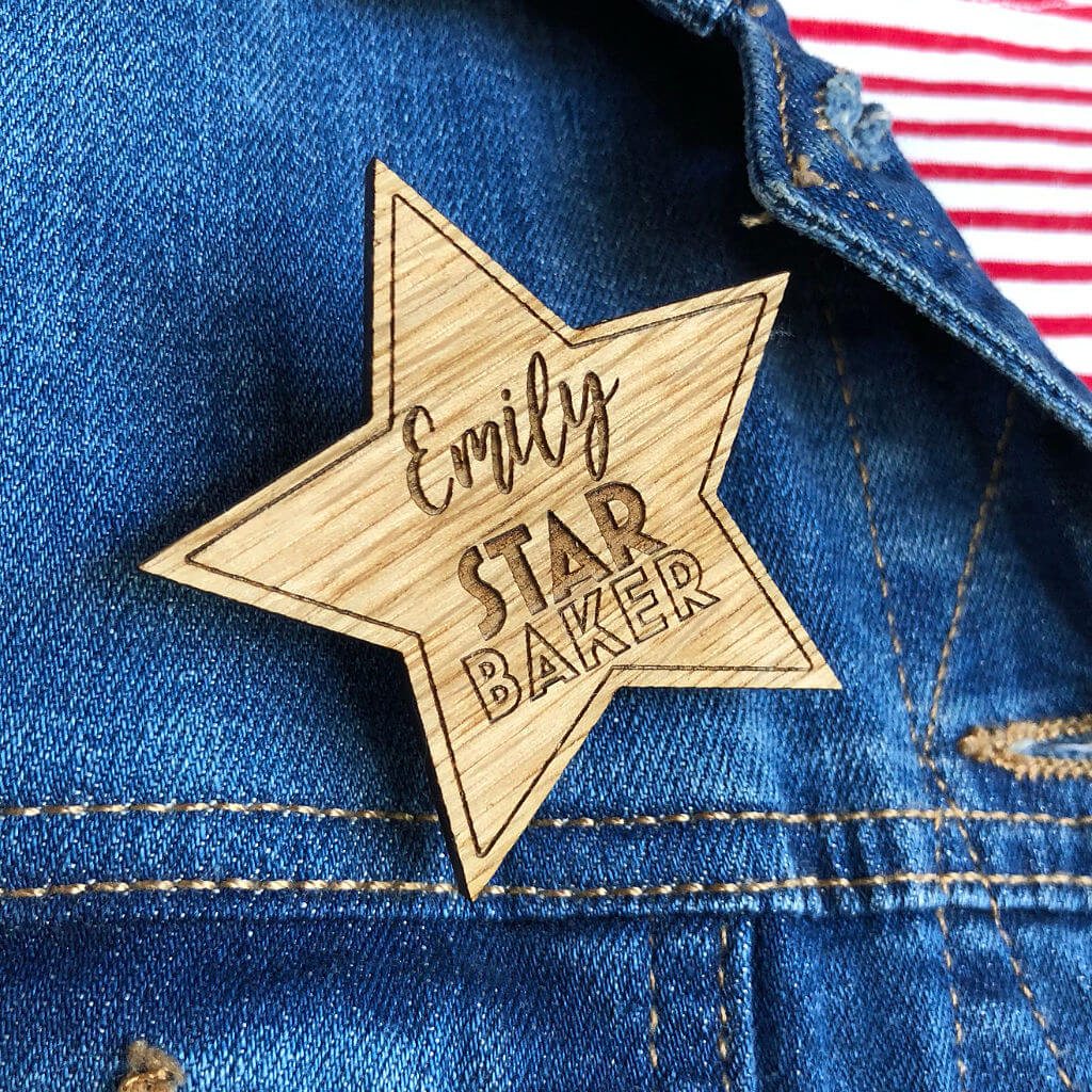 Personalised Star Baker Badge, Bake Off Brooch