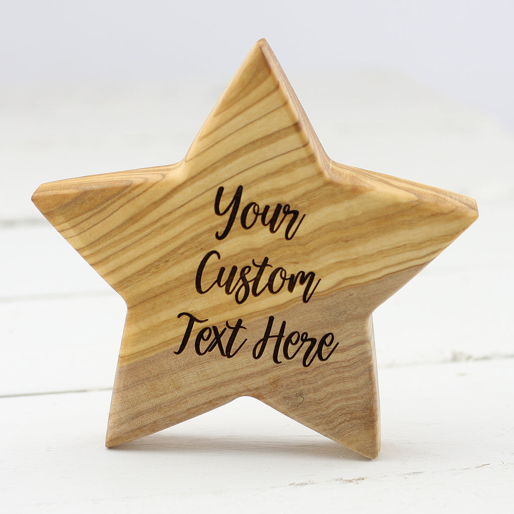 Custom Personalised Olive Wooden Star