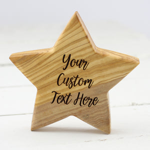 Custom Personalised Olive Wooden Star