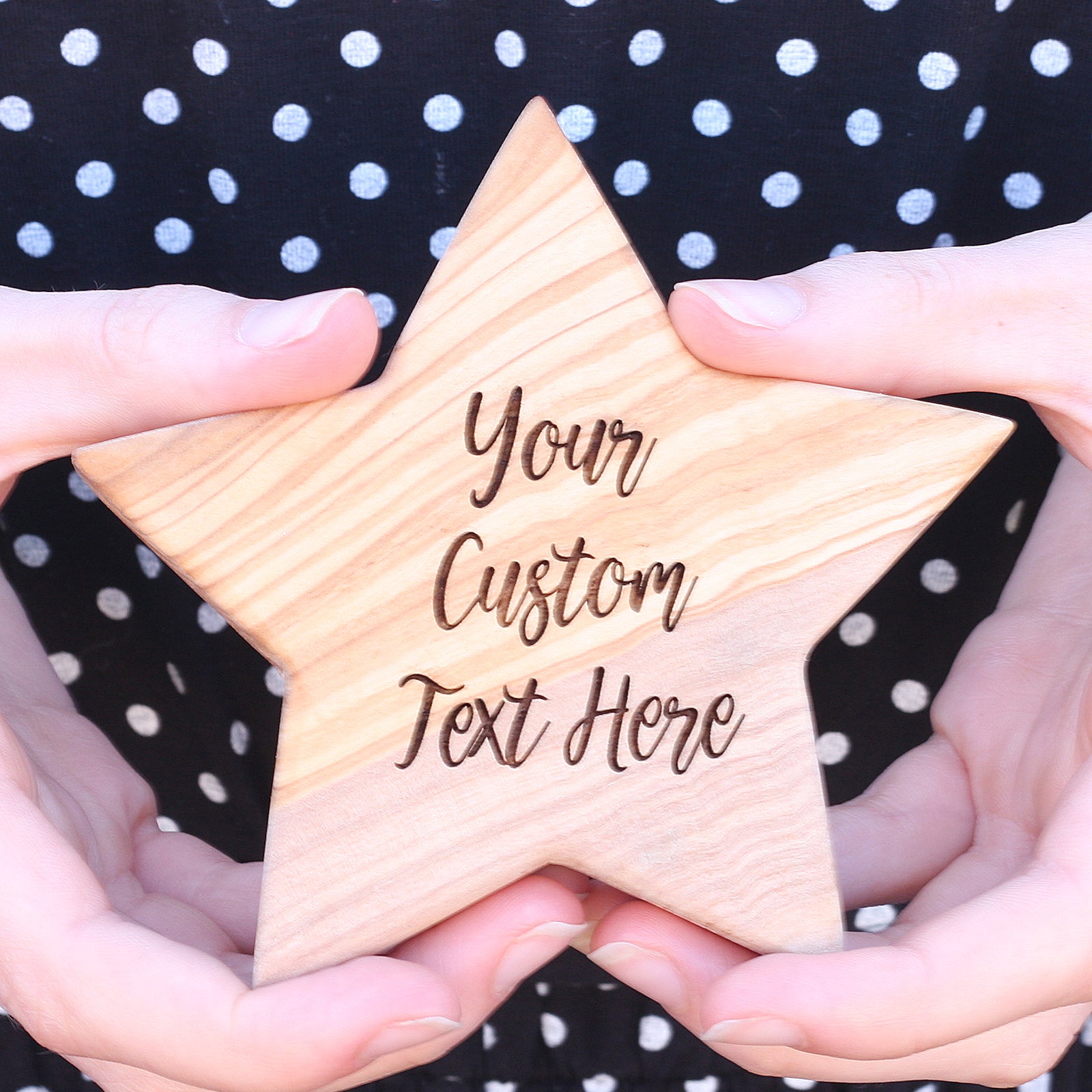 Custom Personalised Olive Wooden Star