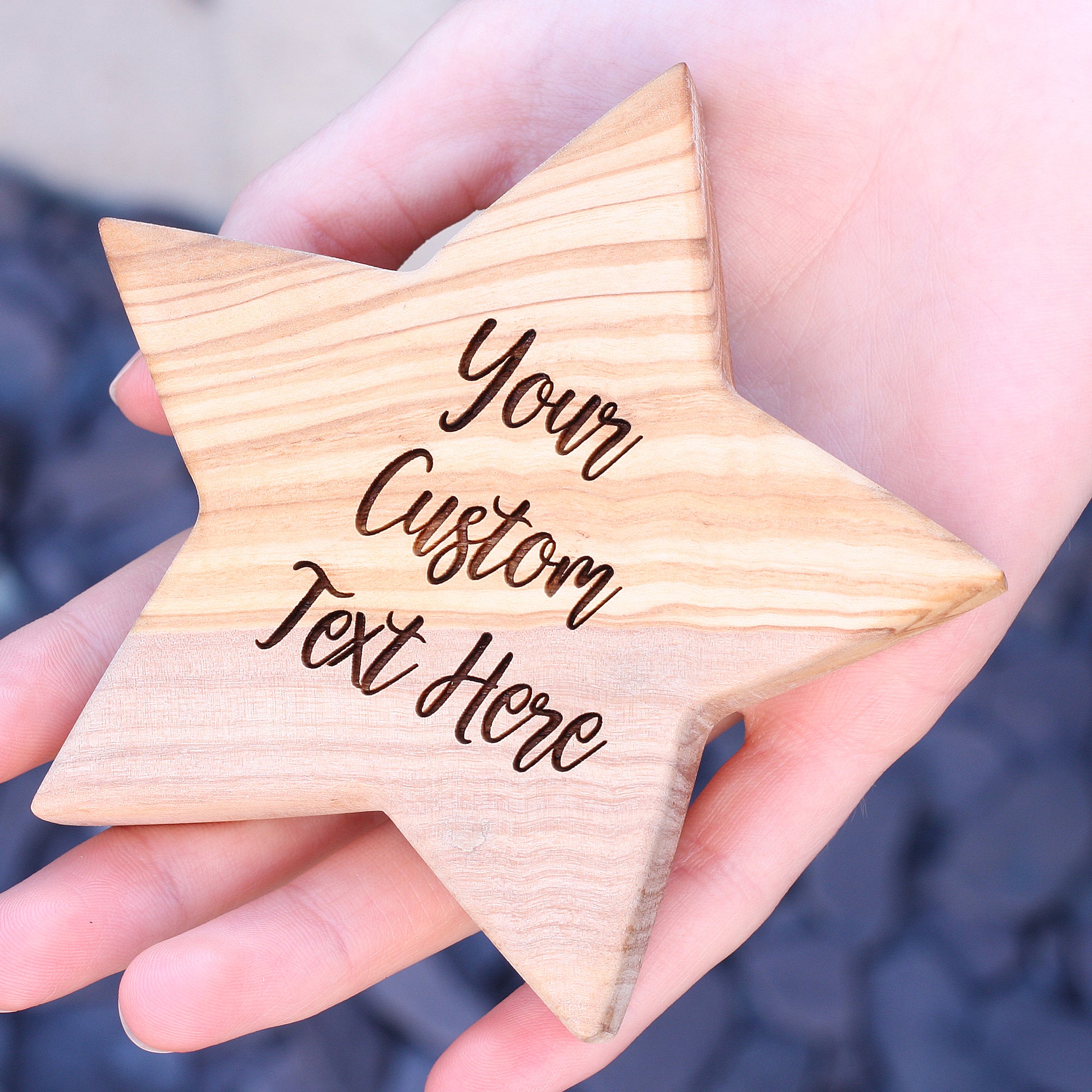 Custom Personalised Olive Wooden Star