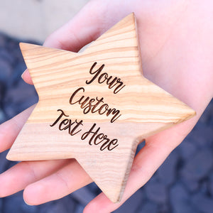 Custom Personalised Olive Wooden Star